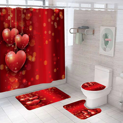 3D Digital Printing Flowers Shower Curtain Waterproof Polyester Bathroom Curtains Colorful Shower Curtain Set Bath Mats Rugs