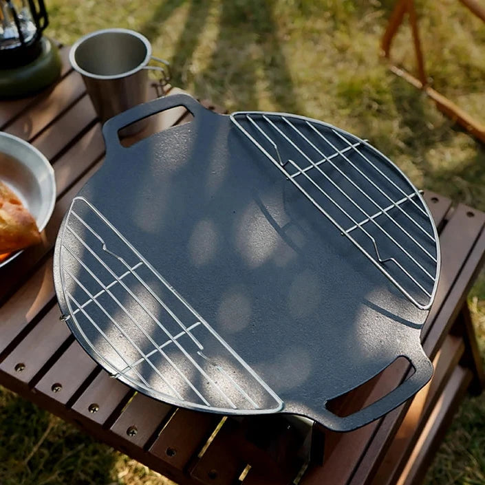 Outdoor Barbecue Net Steam Rack Stainless Steel Camping Barbecue Frying Pan Barbecue Meat Drain Anti Scorching Grill