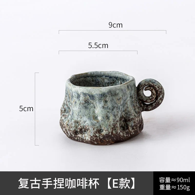 Ceramic Kiln Transformed Coffee Cup Rough Ceramic Retro Shaped Mug  Home Coffee Shop Ceramic Cup  Homestay Water Cup