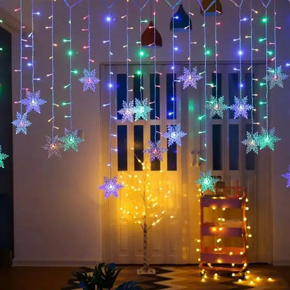 3.2m Χριστουγεννιάτικα νιφάδες χιονιού LED LED LIGHTING FLAWNING FAIRY CURTAIN LIPSE