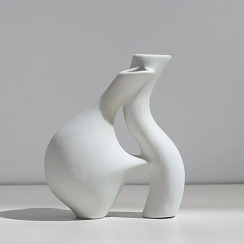 Nordic Creative White Vase Living Room Simple Ceramic Vase Decoration High End Art Glass Vase