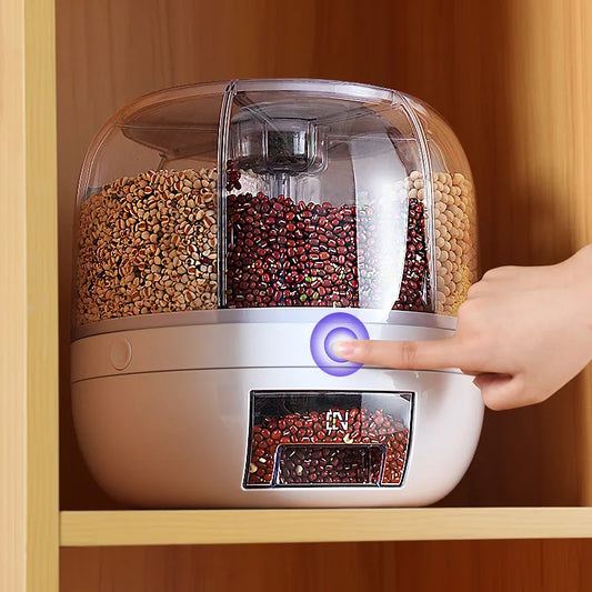 Dispensador de arroz giratorio de 360 ​​grados Cereal seco de cereal seco Dispensador de alimentos a prueba de humedades de alimentación de alimentos de almacenamiento de alimentos de almacenamiento