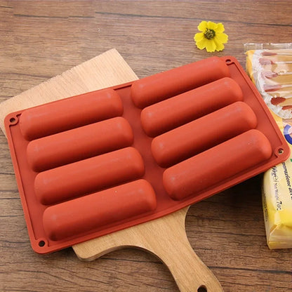 8 Cavity Silicone Cake Mold 3D Long Strip Silione Molds Mousse Cake Silicone Baking Molds French Dessert Chocolate Mold Bakeware