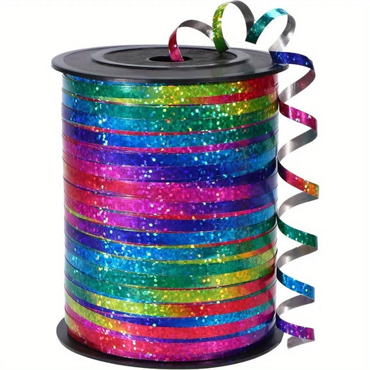 1 rollo, cinta de arcoiris de 500 yardas, envoltura de regalo, globo, cinta de rizado láser para boda, Navidad