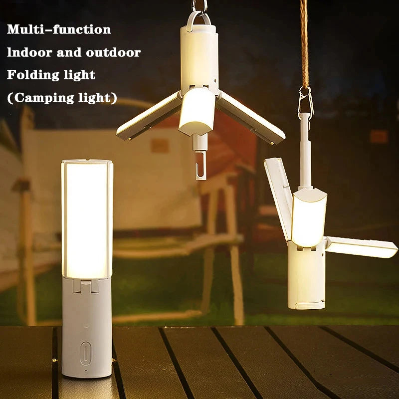 Folding Outdoor Camping Portable Rechargeable High Capacity  Emergency Lamp Flashlight HangingTent Hanging Light Lantern