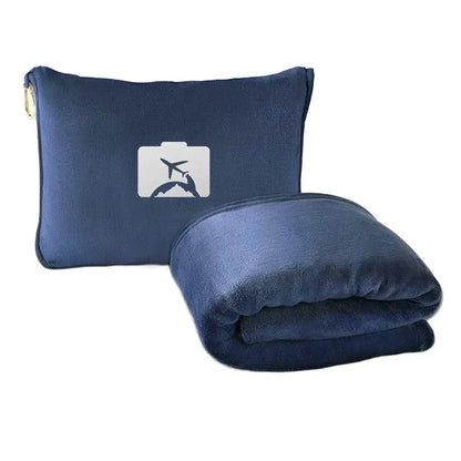 Coral Fleece Airplane Blankets Soft Warm Fluffy Multi Functional Portable Cuddle Cution Pillow 2 in 1 Travel Blankets