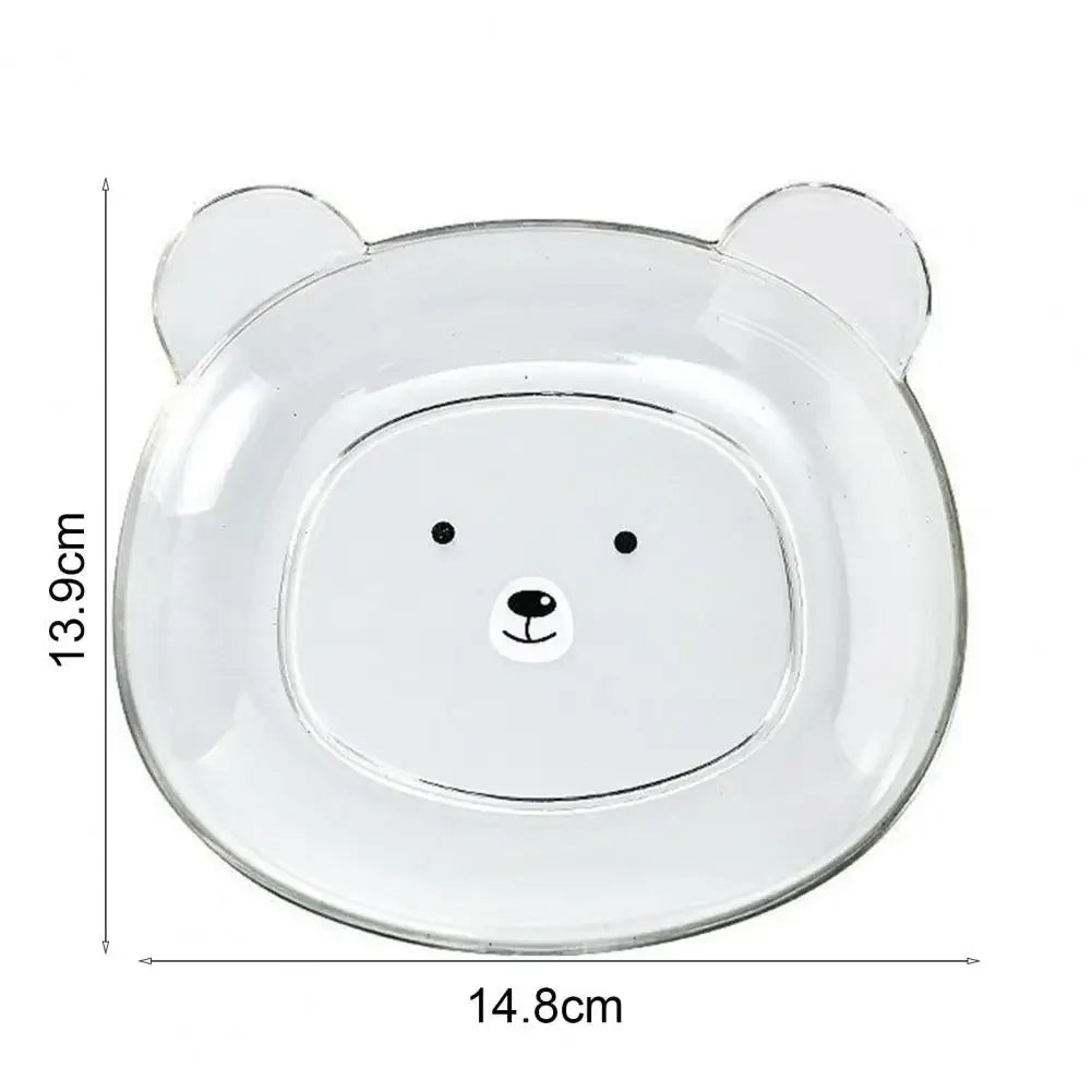 Snack Plate Bear Shape Ceramics Wheat Straw BPA Free Plastic Stackable Kids Fruit Dish Tableware Utensils Dessert For Kitchen