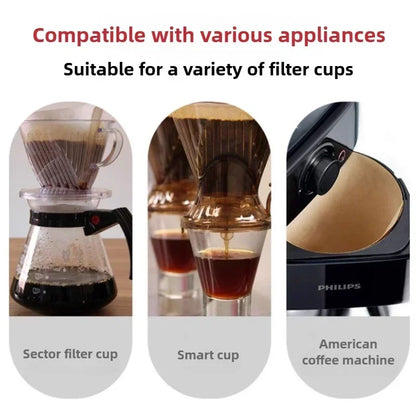 V-Shape Coffee Filter Paper for Barista - Premium Drip & Espresso Filters (50/100/200Pcs) - Natural Unbleached, Fast Drainage