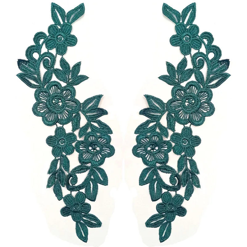 1 Pair Lace Fabric Applique Flower Wedding Fabric for Costume Dress Decor Patch Sewing Applique Crafts DIY Clothing Accessories