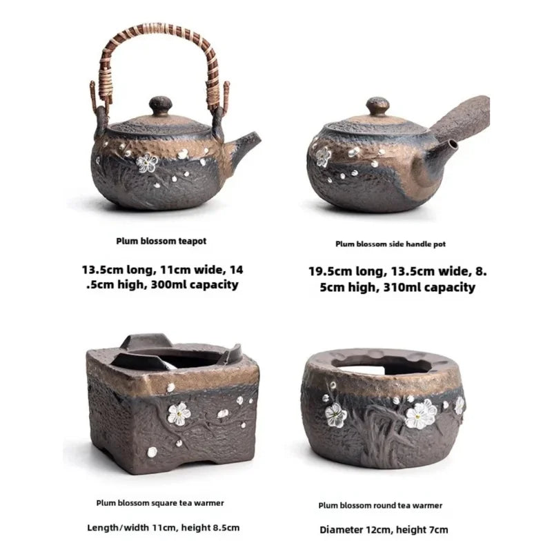 Chinese Style Kung Fu Teapot Retro Ceramic Pot Large Single Handle Stoneware Teapot for Home Living Room Brewing Tea