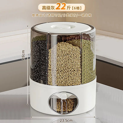 Household Food-Grade Rotating Compartment Storage Box - For Grains/Rice Bucket & Jar, Insect-Proof & Moisture-Proof