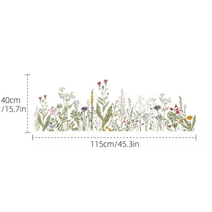 Wild flowers Wall Stickers for Kitchen Backsplash, Botanical Wall Border Sticker, Peel and Stick, Dining Room Decoration