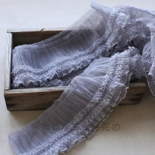 10CM Wide Modern Embroidery Flower Tulle Lace Fabric Trim Ribbon DIY Sewing Ruffle Applique Collar Fringe Wedding Decor