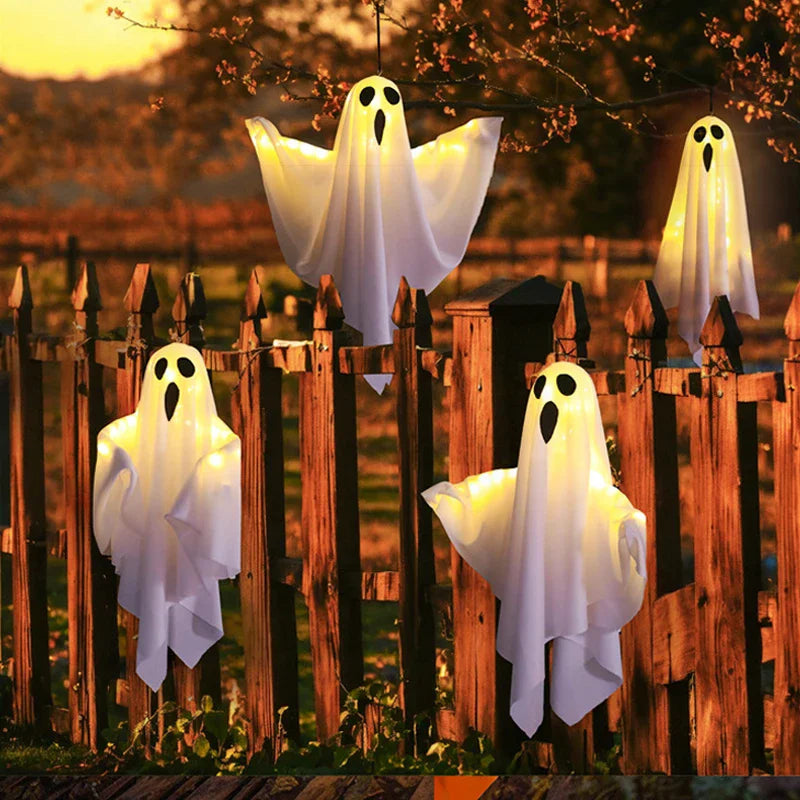 Halween Party LED Glow Ghost Home Home Interni Decorazione da esterno Superture 2024 Hounted House Bar sospeso Horror Props with Lights