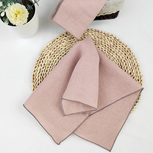 Set Of 4 Pure Linen Napkins Cloths Reusable 40x40cm Soft Comfortable Fabric Kitchen Accessories for Wedding Birthday Parties