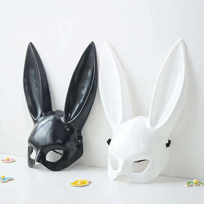 Decoración de la fiesta de la máscara de conejo negro Blanco Halloween Partido Long Ears Long Bunny Mask Cosplay