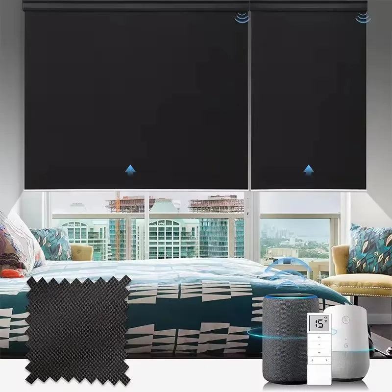 Square Cover New Style Remote Control Zigbee Tuya Google Water-Proof Blackout Fabric Motorized Roller Blinds For Windows