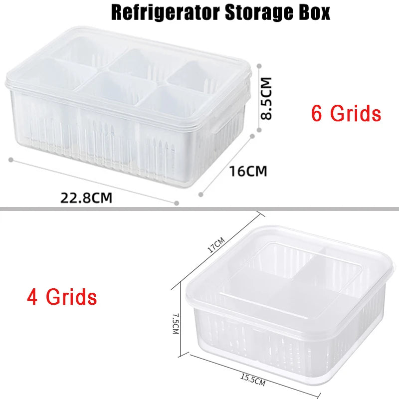 Kühlschrank Aufbewahrungsbox 4/6 Gitter Lebensmittel Gemüse Obst Aufbewahrung Kühlschrank Organizer Abfluss Korb