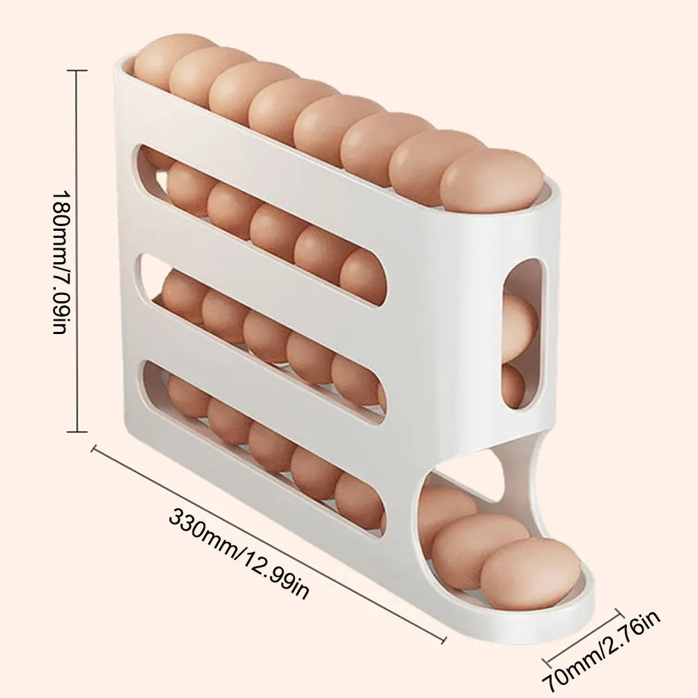 4 Layers Automatic Rolling Egg Holder Rack Fridge Egg Storage Box Container Kitchen Refrigerator Egg Dispenser Kitchen Organizer