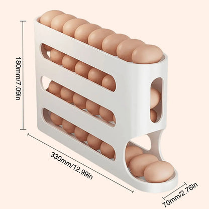 4 Layers Automatic Rolling Egg Holder Rack Fridge Egg Storage Box Container Kitchen Refrigerator Egg Dispenser Kitchen Organizer