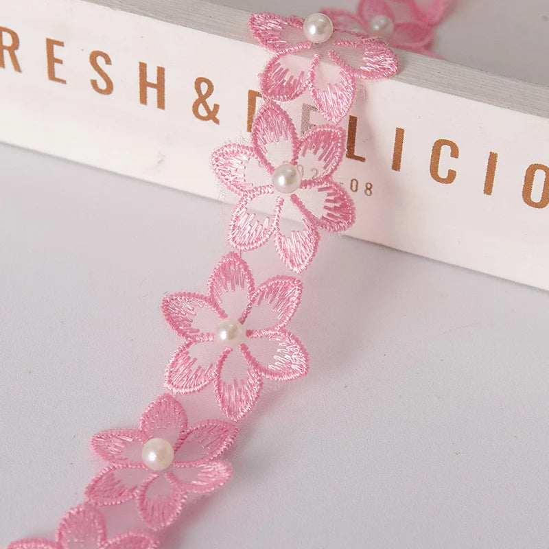 2meters Pink Lace Ribbons Trim For Party Dress Decor Fabric DIY Apparel Sewing Supplies Clothing Collar Cuff Needlework Crafts