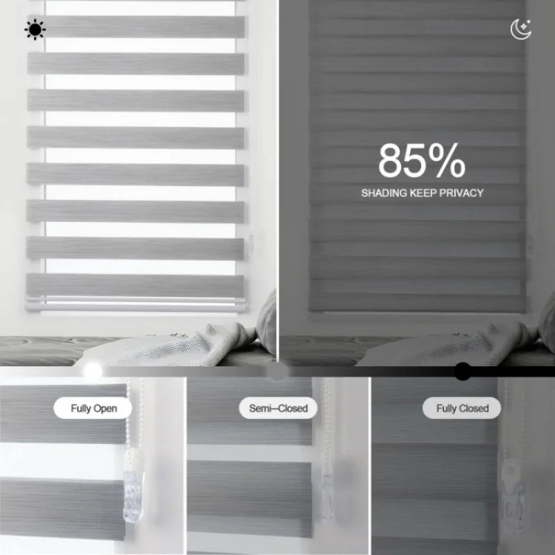 top selling professional customized dual layer waterproof 100% blackout fabric remote control automatic zebra blind for home