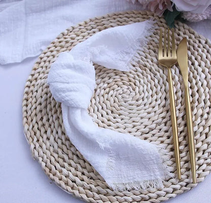 6PCS Napkins 32x32cm Cotton Cloth Gauze Retro Burr Rustic Kitchen Towel Dining Place Mat Wedding Party Linen Napkin Table Decor