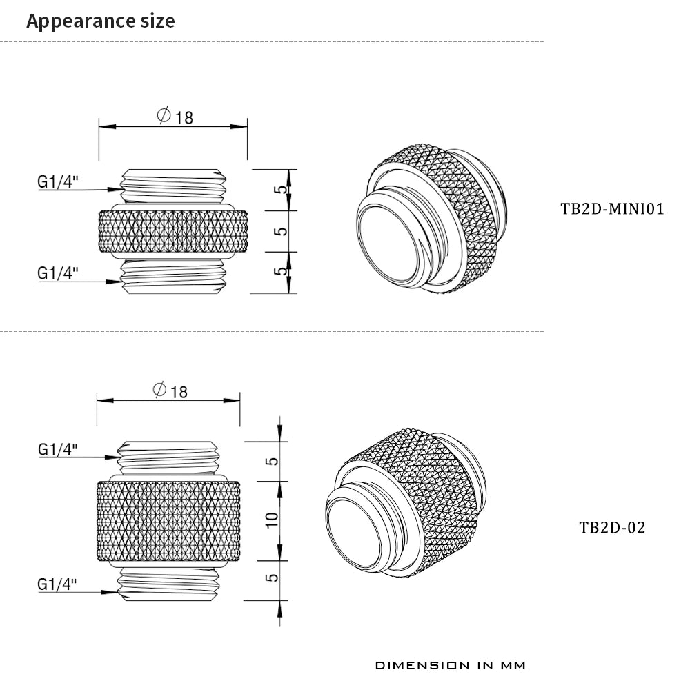 BARROW G1/4 Male to Male Rotary Connectors / Extender 5mm 10mm M to M Mini Dual Water Cooler Fitting Accessories Metal Fittings