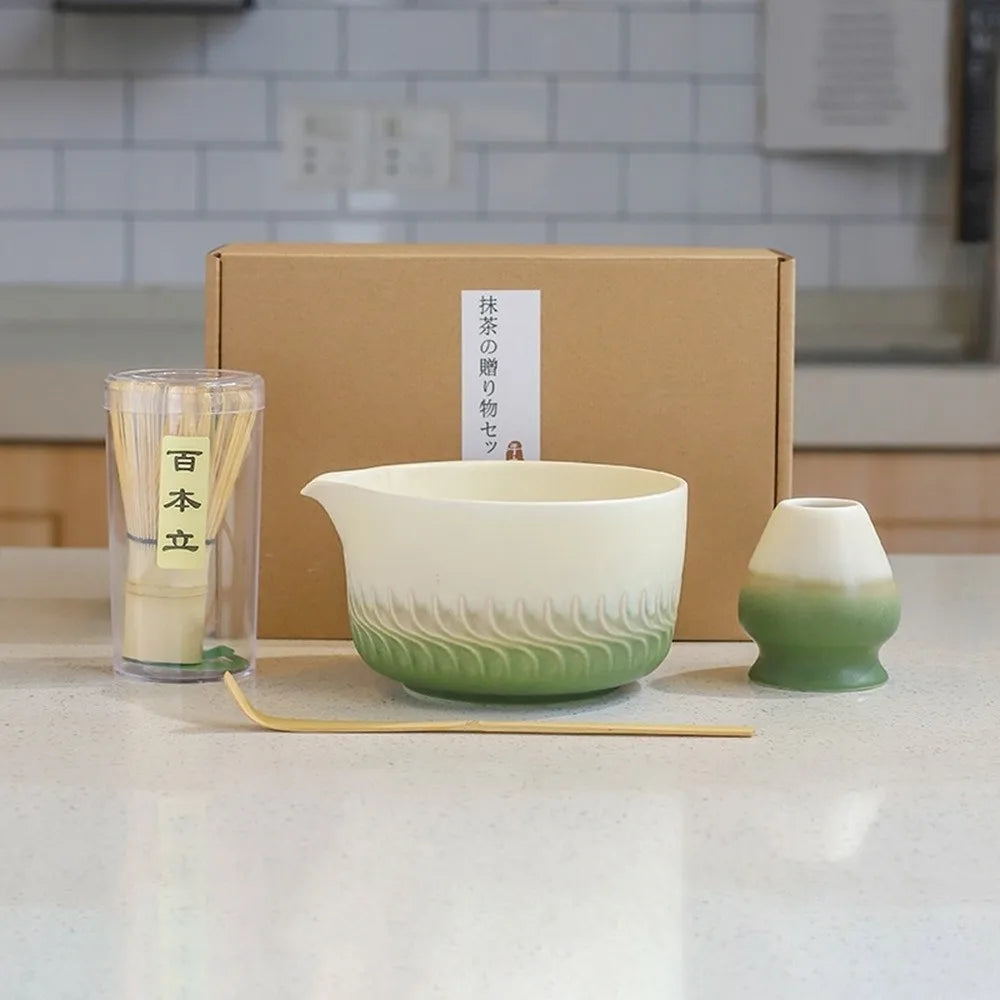 Bamboo Ceramic Japanese Matcha Tea Set Reusable Chasen Stirring Tea Sticks Matcha Spoon Matcha Whisk Set