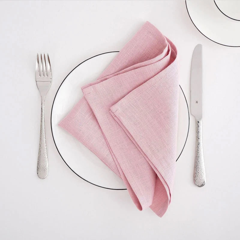 4PCS 40X40CM Pure Linen Napkins Cloths Soft Comfortable Fabric Reusable Kitchen Accessories for Wedding Birthday Parties