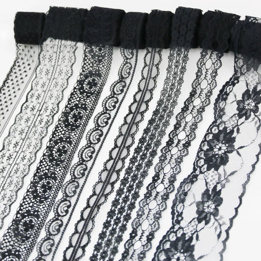 (10 yards/roll) Black lace fabric  ribbon Webbing Decoration Lovely gift packing Material