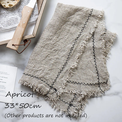 50*33cm Retro Linen Cloth Napkin with Furred Edge Food Photography Background Props Old Scenes Shooting Decor Mat Kitchen Napkin