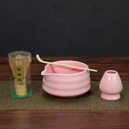 1/4/5pcs set Ceramic Matcha Bowl Large Capacity Smooth Matcha Whisk Stand High Temperature Resistant Tea Salad Soup Bowl