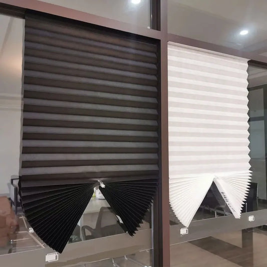1Pc Half Shades Self-adhesive Windows Nonwoven Folding Curtain Bathroom Balcony Living Room Balcony Curtains Pleated Blinds