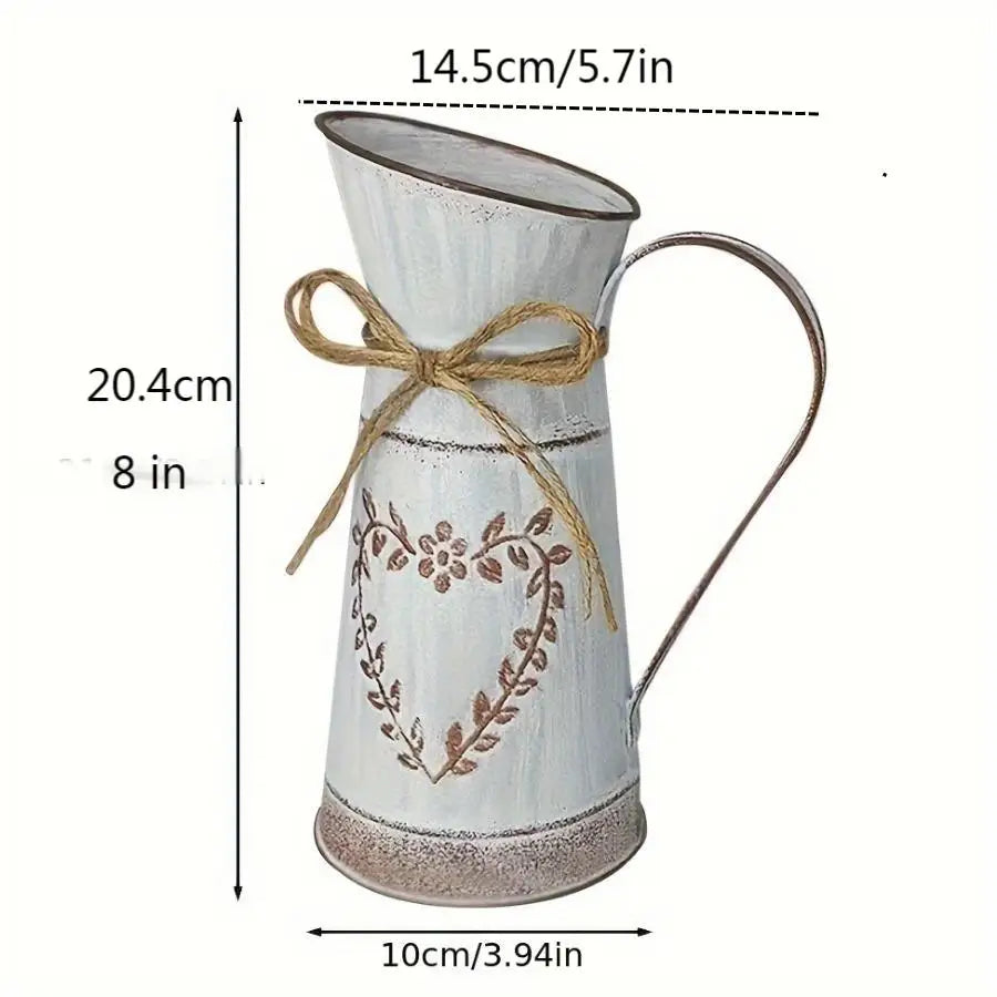 Retro metal and simple decorative vases, coarse-leaf milk kettles for flower arrangement, garden flowerpots and flower buckets