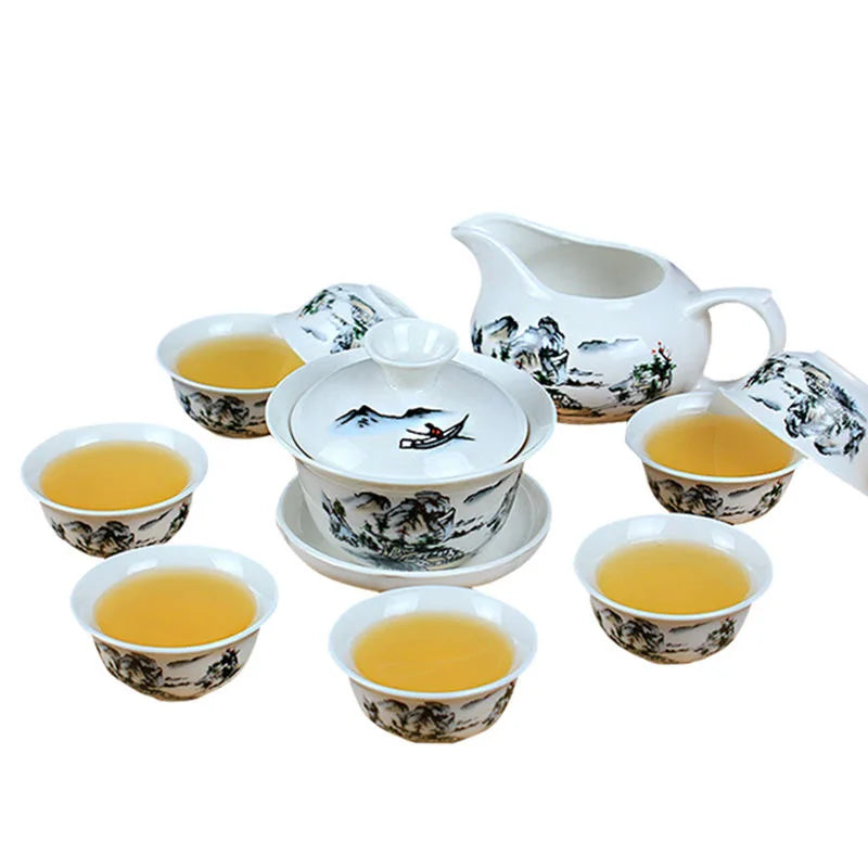 12 Pcs Travel Tea Sets Chinese Portable Ceramic Bone China teaset Gaiwan Teacup Porcelain Tea Cup The Kung Fu Teapot Set