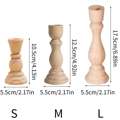 Wooden Candlesticks Unfinished Wood Candle Holder Pillar Taper Candle Stands for Wedding Party Birthday Home Table Decoration