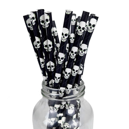 25/50/100pcs Halloween Party Favorizează paie de hârtie Black and Orange Party Biodegradable Bea Groet Straws pentru Halloween