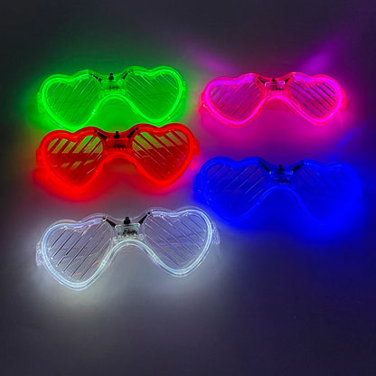 Light Up LED Glasses 5 Colors Heart Shape Glow Glasses Glow in The Dark Party Supplies Neon Party Favors for Kids Adults