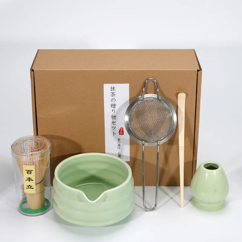 1/4/5pcs set Ceramic Matcha Bowl Large Capacity Smooth Matcha Whisk Stand High Temperature Resistant Tea Salad Soup Bowl