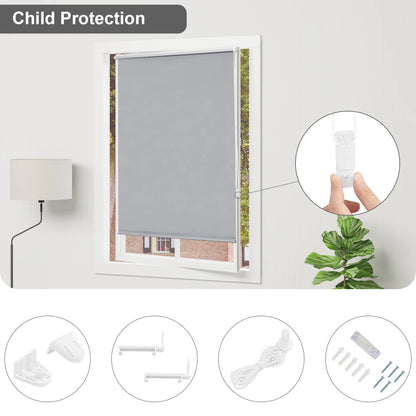 Blackout Roller Blinds Window Blinds No Drilling Thermal Clamping Blind Side Pull Privacy Sun Protection for Windows Doors