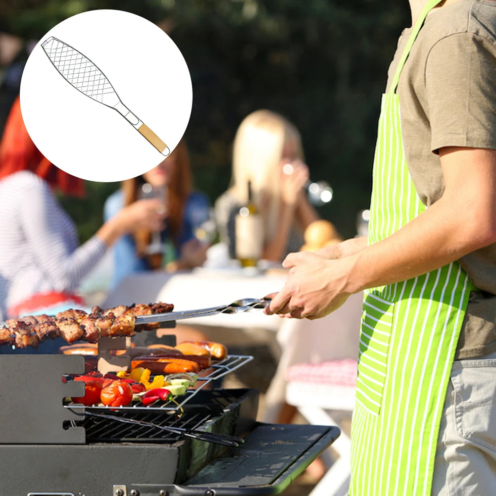 Panier de grillade de poisson à rôtissage extérieur Velles avec poignée pliante