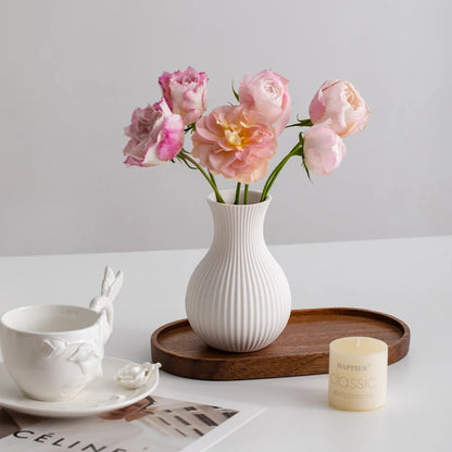 White, simple and modern ceramic vase, living room flower arrangement, light luxury and high-end feel, earthenware jar, table de