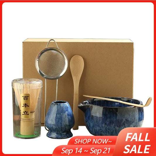 4PCS/6PCS Japanese Ceramic Matcha Teaset Safe Bamboo Brush Teaspoon Whisk Holder for Matcha Lover DIY Tea-Making Tools