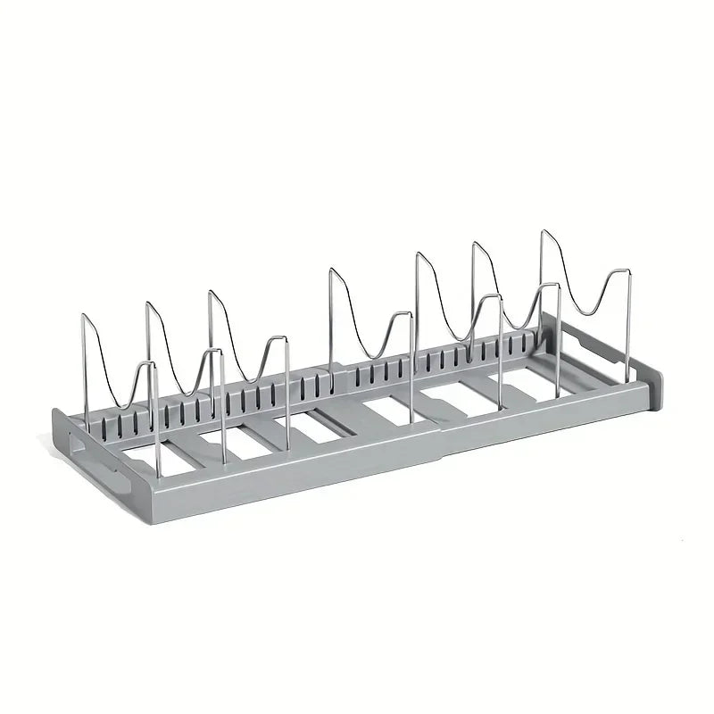 Expandable Kitchen Cabinet Pot Organizer Rack Multi-purpose Adjustable Divider Pans Frying Pan Holder Bowl Shelf
