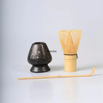 3PCS/SET MATSA SET BAMBOO WHISK LEASPOON CARAMIC MOBS