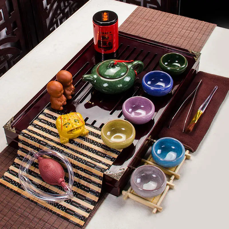 Fathers Day Gift Idea Kung Fu Tea Set Drinkware Chinese Tea Ceremony with Tea Table Over Eight-piece Set High-end Gift