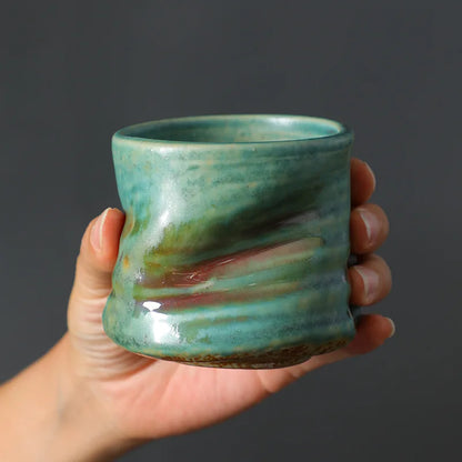 Stoneware Espresso Cups Vintage Hand-pinched Pleated Latte Art Cups Second-hand Ceramic Niche Design Afternoon Tea Cups