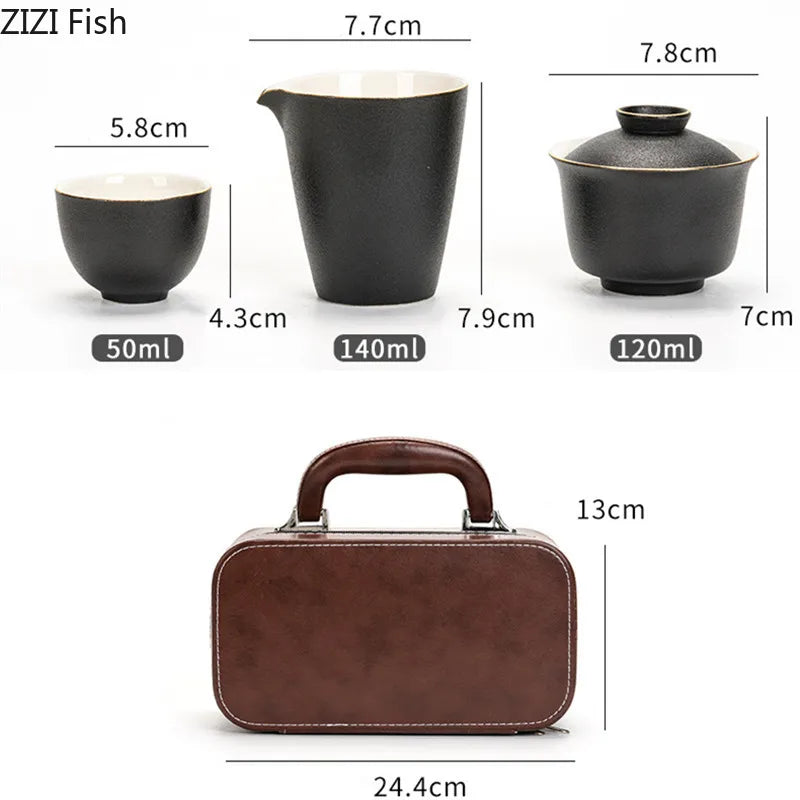 Light Luxury Portable Ceramic Tea Set Creative Office Kung Fu Tea Set Chinese Outdoor Travel Quick Tea Cup Set Friend Gift