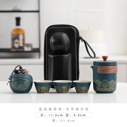 Travel Tea Set Portable Outdoor Camping Travel Tea Drinking Equipment Accompanying Tea Cup a Pot Of Three Cups